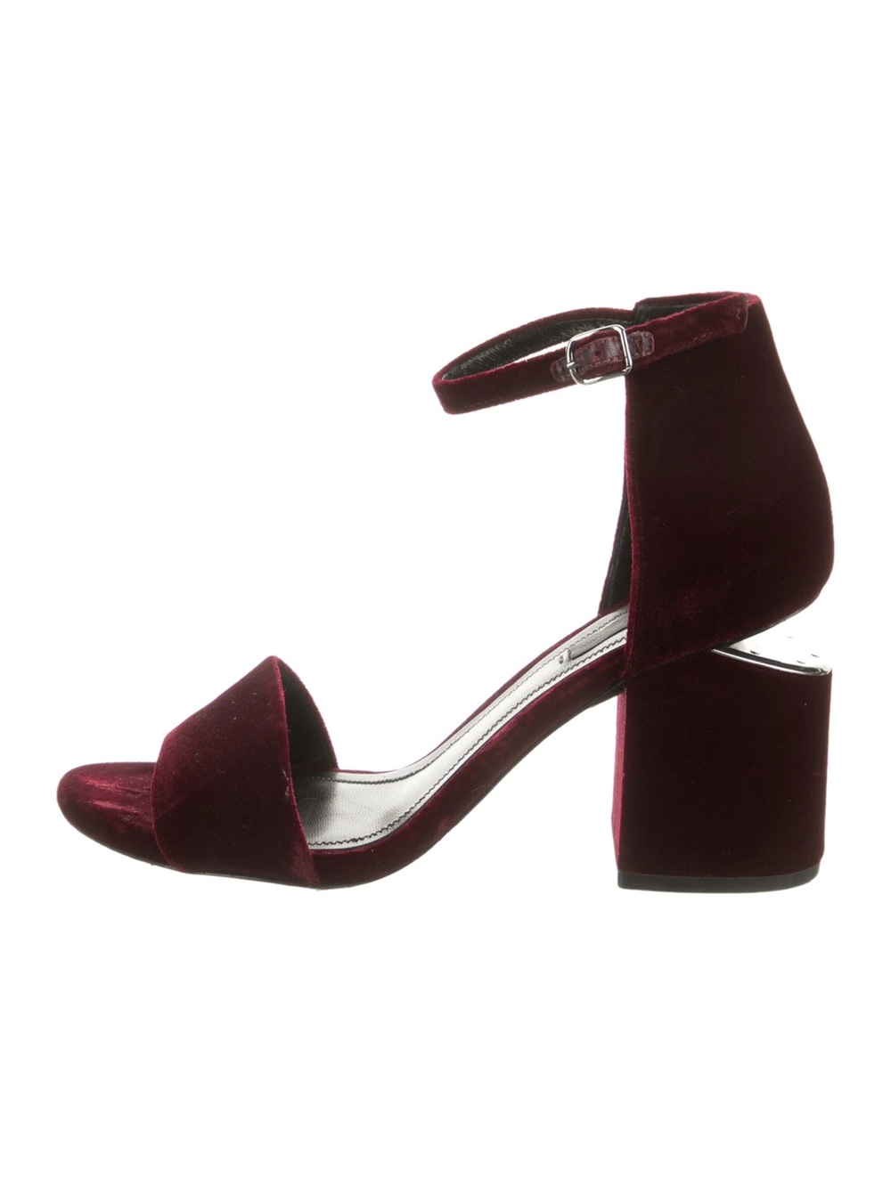 Alexander Wang Abby Burgundy Velvet Sandals Heels 80mm + Box